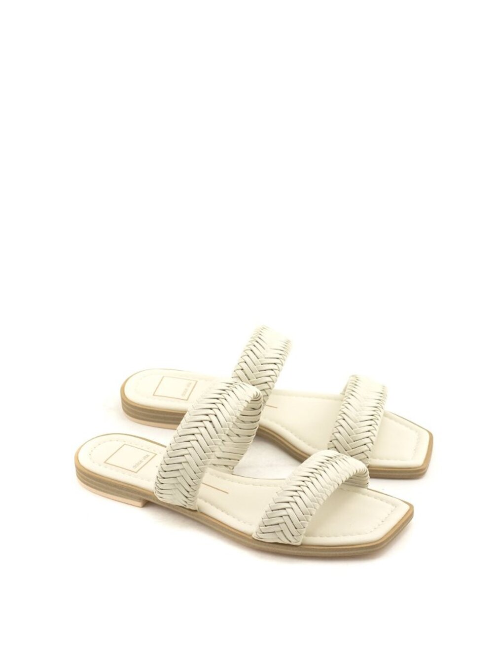 DOLCE VITA Womens Ivory Woven Inya Square Toe Slip On Slide Sandals Shoes 9